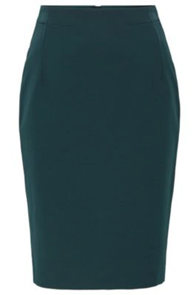 Hugo Boss Vaxine Structured Jersey Houndstooth Pencil Skirt In Dark Green