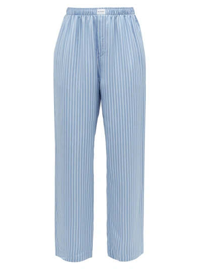 Balenciaga Striped Satin Wide-leg Pyjama Trousers In Blue