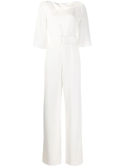 Goat Jagger Belted Crepe Wide-leg Jumpsuit In White