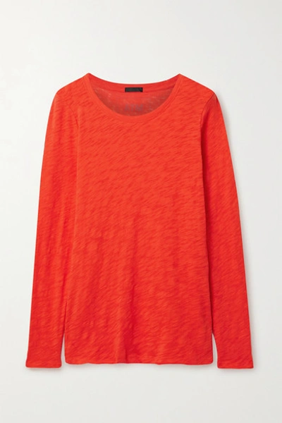 Atm Anthony Thomas Melillo Women's Destroyed Wash Long-sleeve Slub Jersey Tee In Bright Orange