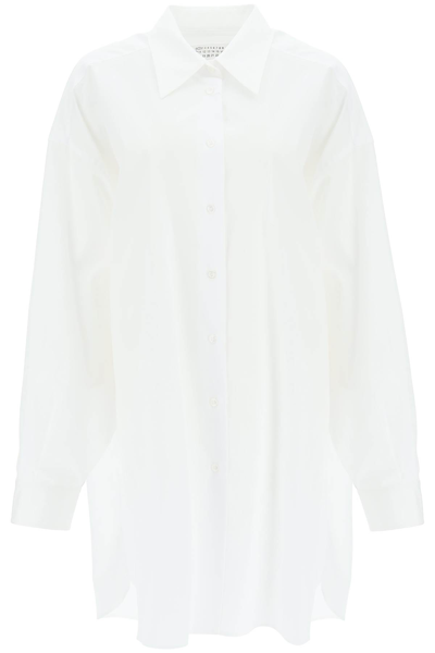 Maison Margiela Oversized Cotton Poplin Shirt In White