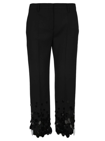 Prada Sequins Embellished Cropped Trousers In Black