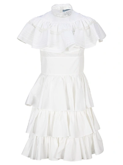 Prada Ruffled Dress In White