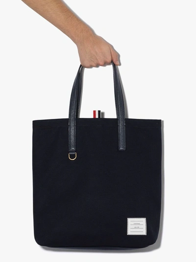 Thom Browne Logo Patch Tote Bag In Blue