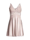 Natori Sleek Lace Detail Silk Chemise In Rose Beige