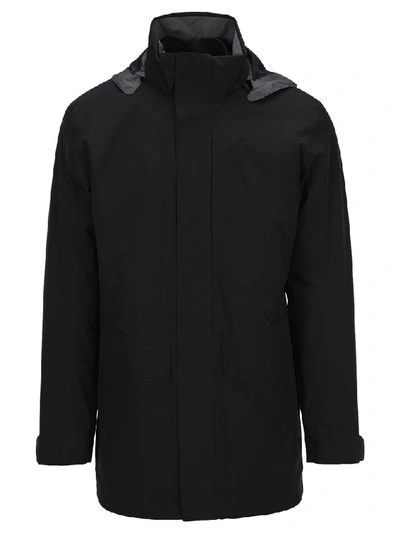 Z Zegna Detachable Hooded Straight Coat In Black