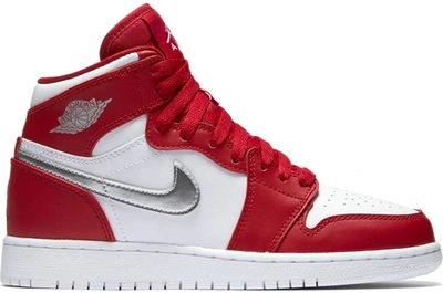 Pre-owned Jordan 1 Retro High Silver Medal (gs) In Gym Red/metallic Silver-white