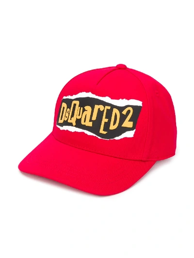 Dsquared2 Kids' Embossed Logo Baseball Cap In Red