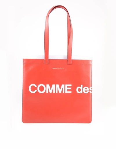 Comme Des Garçons Leather Tote Bag With Logo