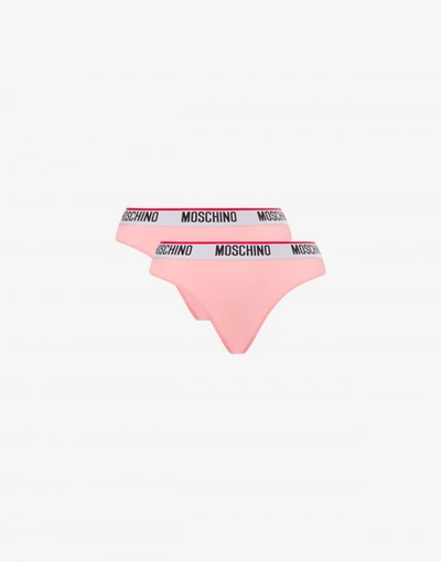 Moschino Brazilian Briefs With Logo In Pink