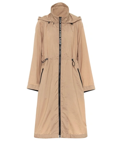 Moncler Hooded Technical Coat In Beige