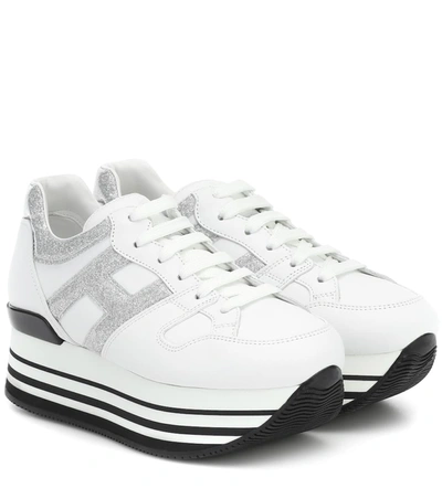 Hogan Maxi H222 Leather Sneakers In White