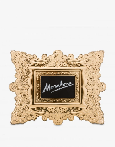 Moschino Frame Clutch In Gold