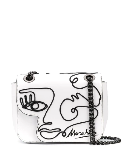 Moschino Cornely Drawing Shoulder Bag In White