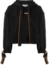 Msgm Logo Print Tie Detail Hoodie In Black