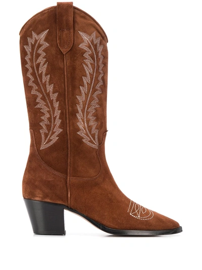 Paris Texas Western Pointed Boots In Brown