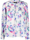 Isabel Marant Ritonea Pintucked Floral-print Silk Blouse In Blue