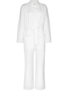 Nili Lotan Aria Belted Cotton And Linen-blend Twill Jumpsuit In White