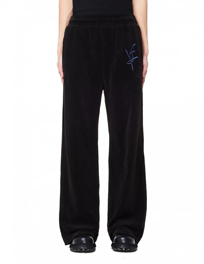 Vojettes Black & Blue Embroidered Velvet Trousers