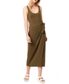 French Connection Zena Tie-side Midi Dress In Military Green