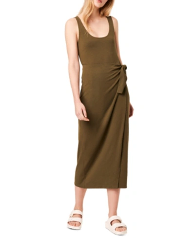 French Connection Zena Tie-side Midi Dress In Military Green
