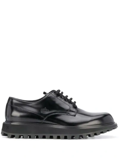 Dolce & Gabbana Ridged Sole Derby Shoes In Black