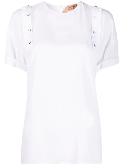 N°21 Ruffle Embellished T-shirt In White