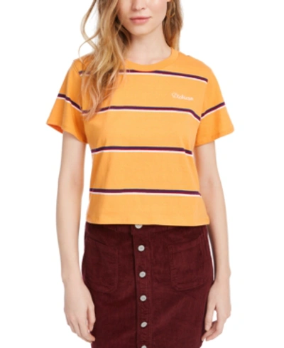 Dickies Cotton Striped Cropped T-shirt In Golden Mustard Stripe