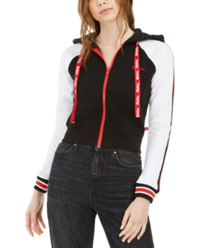 Dickies Junior's Hooded Zip-front Cotton Jacket In White Black Red