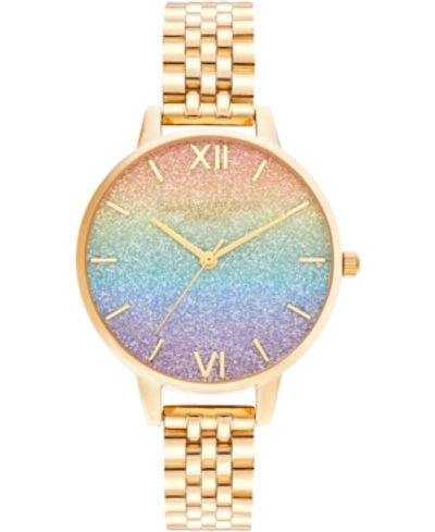 Olivia Burton Women's Rainbow Gold-tone Stainless Steel Bracelet Watch 34mm