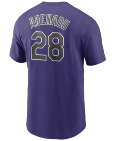 Nike Men's Nolan Arenado Colorado Rockies Name And Number Player T-shirt In Purple