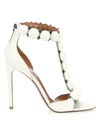 Alaïa Women's Bombe T-strap Leather Sandals In Blanc