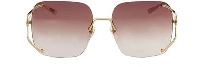 Gucci Square Sunglasses In Gold Gold Brown