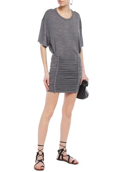 Iro Speedy Braid-trimmed Ruched Jersey Mini Dress In Gray