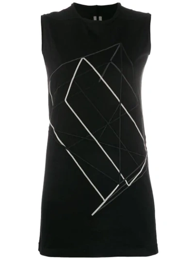 Rick Owens Embroidered Cotton-jersey Top In Black