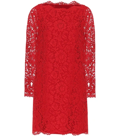 Valentino Cotton-blend Corded Lace Midi Dress In Red