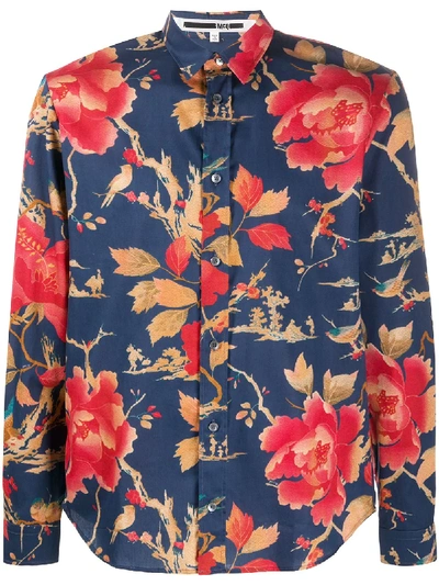 Mcq By Alexander Mcqueen Floral-print Cotton-twill Shirt In Blue