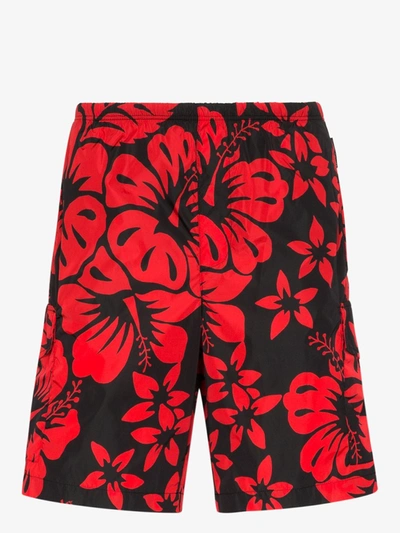 Palm Angels Tropical Print Swim Shorts In Red