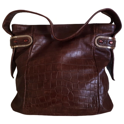 Pre-owned Cromia Leather Handbag In Brown