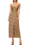 Afrm Jalen Ruched Split Front Dress In Electric Daisy