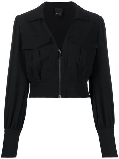 Pinko Zipped Front Shirt Jacket In Black