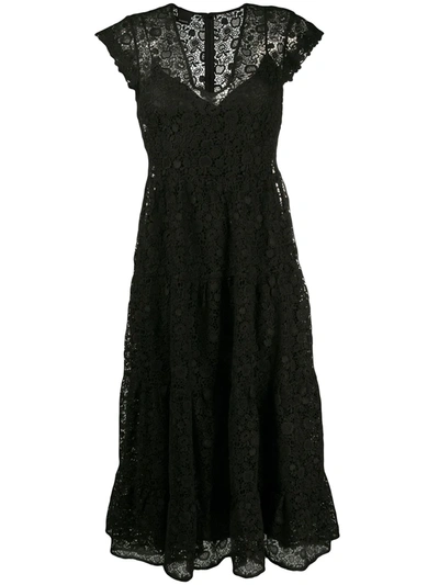 Pinko Lace Midi Dress In Black