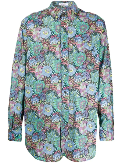 Engineered Garments Floral Long-sleeve Shirt In Blue