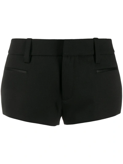 Saint Laurent Tailored Mini Shorts In Grain De Poudre In Noir