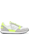 Emporio Armani Neon-trimmed Suede-panel Low Top Trainers In Multicolour