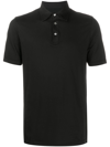 Fedeli Plain Short-sleeved Polo Shirt In Black