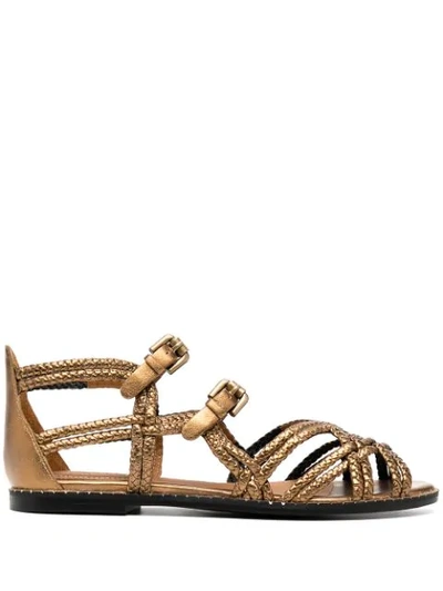See By Chloé Braided Strap Sandals In Gold