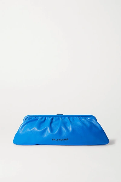 Balenciaga Cloud Large Printed Textured-leather Clutch In Blue