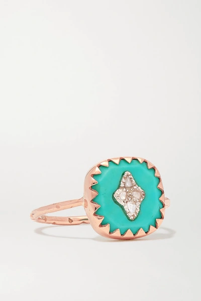 Pascale Monvoisin Pierrot 9-karat Rose Gold, Turquoise And Diamond Ring