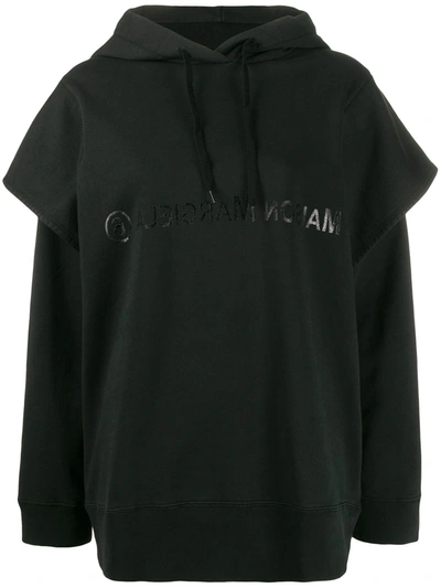 Mm6 Maison Margiela Mm6 Double Sleeve Logo Hoodie In Black